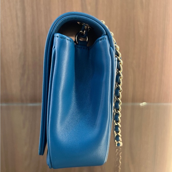 Chanel Mania Flap Blue Lambskin Leather Bag, Chain Strap & COA - Picture 11 of 16